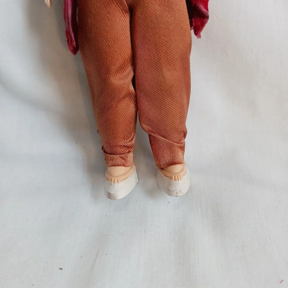 Vintage Sleepy Eye Cowgirl Doll Green Velvet Red Scarf